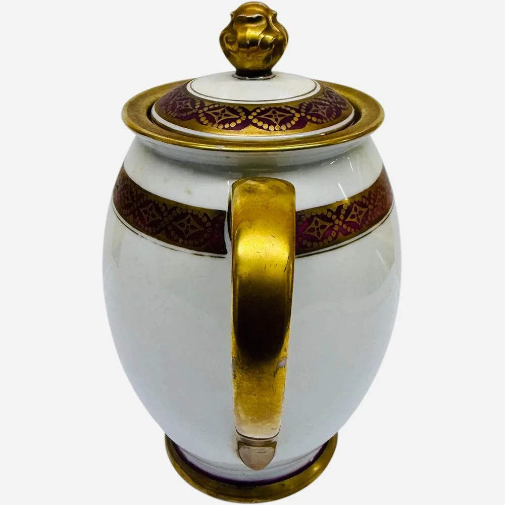 PMR Bavaria Germany Tea Set Purple Gold Gilt Teapot Creamer Cups Vintage Good